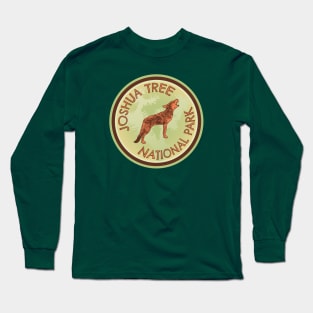 Joshua Tree Coyote Woodcut Style Logo Long Sleeve T-Shirt